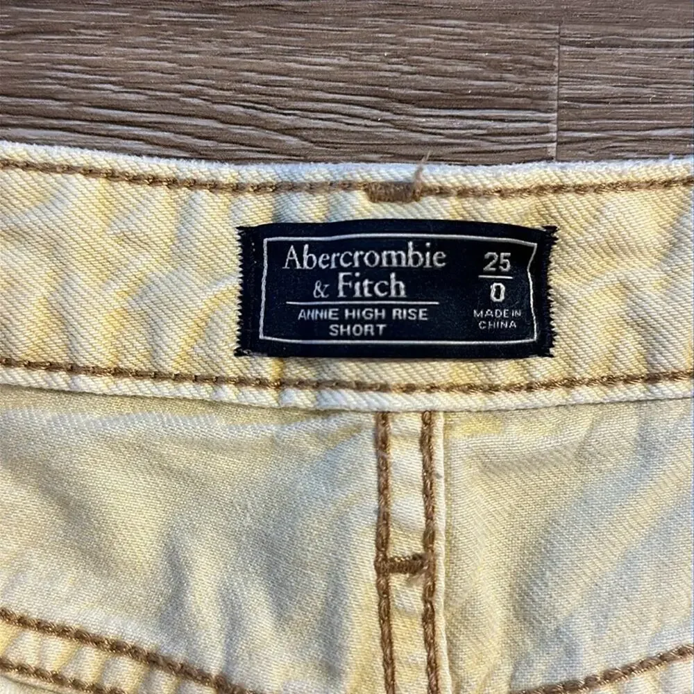 Abercrombie‎ Annie High Rise Denim Shorts Yellow Size 0 Raw Hem Cotton
